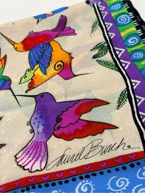 Laurel Burch Celebrations 100% Silk Hummingbird Bird Scarf 20” Square